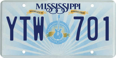 MS license plate YTW701