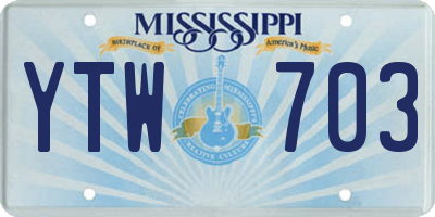 MS license plate YTW703