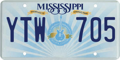 MS license plate YTW705