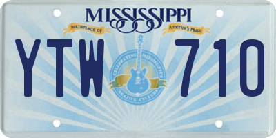 MS license plate YTW710