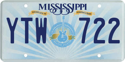 MS license plate YTW722