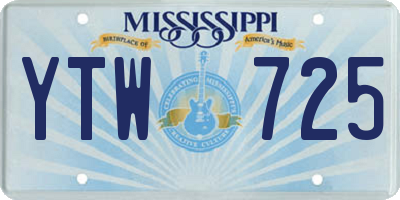 MS license plate YTW725