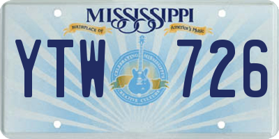 MS license plate YTW726