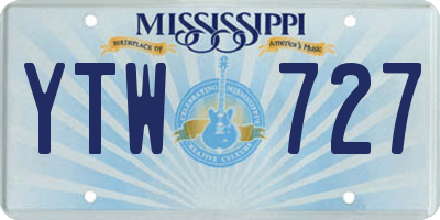 MS license plate YTW727