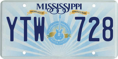 MS license plate YTW728