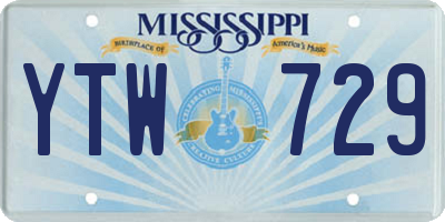 MS license plate YTW729