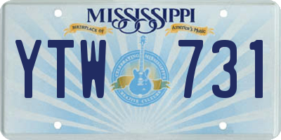 MS license plate YTW731