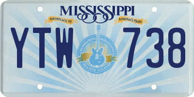 MS license plate YTW738