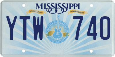 MS license plate YTW740