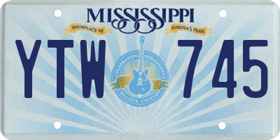 MS license plate YTW745