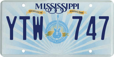 MS license plate YTW747