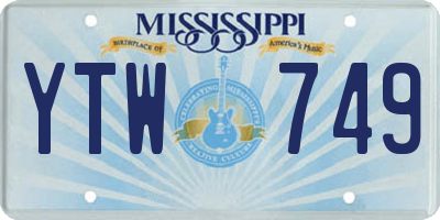 MS license plate YTW749