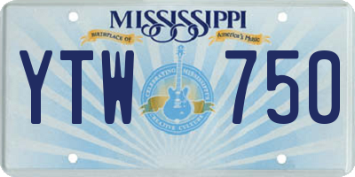MS license plate YTW750