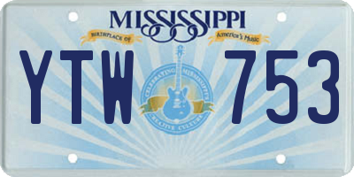 MS license plate YTW753