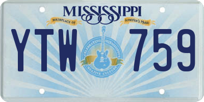 MS license plate YTW759