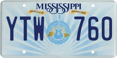 MS license plate YTW760