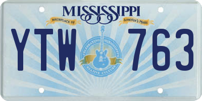 MS license plate YTW763