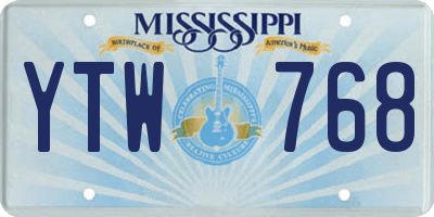 MS license plate YTW768