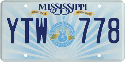 MS license plate YTW778