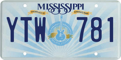 MS license plate YTW781