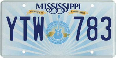 MS license plate YTW783