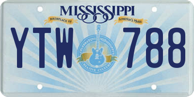 MS license plate YTW788