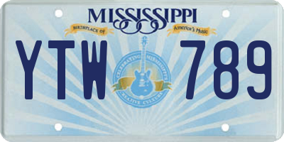 MS license plate YTW789