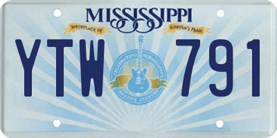 MS license plate YTW791