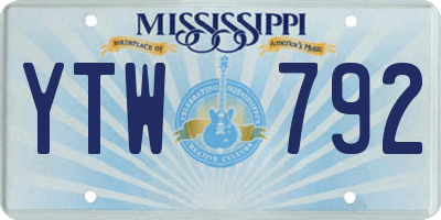 MS license plate YTW792