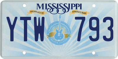 MS license plate YTW793