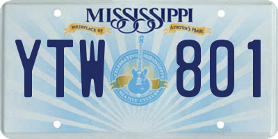 MS license plate YTW801