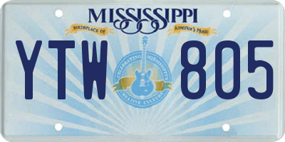 MS license plate YTW805