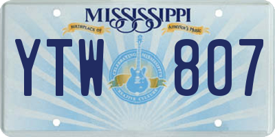 MS license plate YTW807
