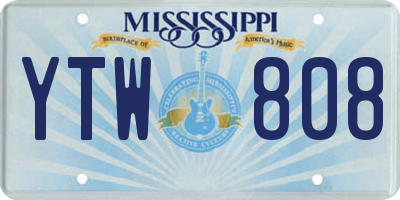 MS license plate YTW808