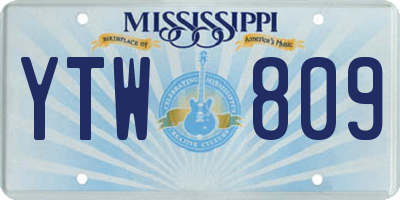 MS license plate YTW809