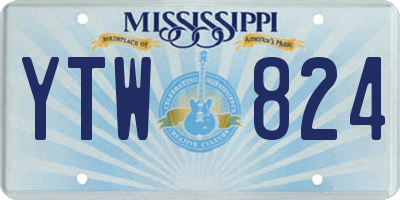 MS license plate YTW824
