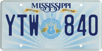 MS license plate YTW840