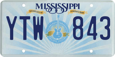 MS license plate YTW843