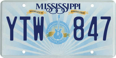 MS license plate YTW847