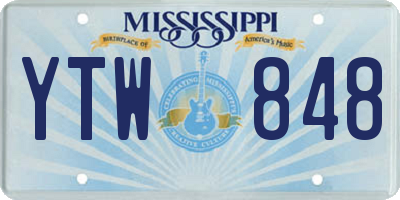 MS license plate YTW848