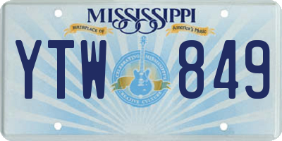 MS license plate YTW849