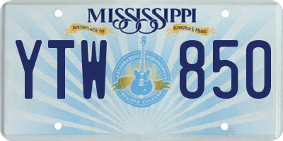 MS license plate YTW850