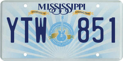 MS license plate YTW851