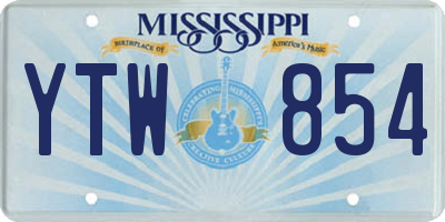 MS license plate YTW854