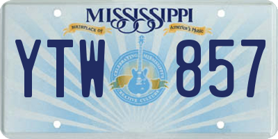 MS license plate YTW857