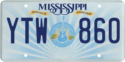 MS license plate YTW860