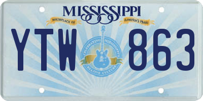 MS license plate YTW863