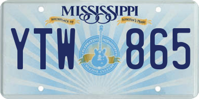 MS license plate YTW865