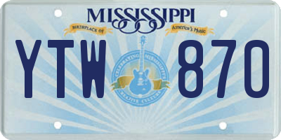 MS license plate YTW870