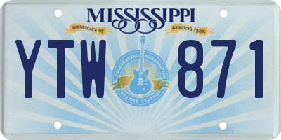 MS license plate YTW871